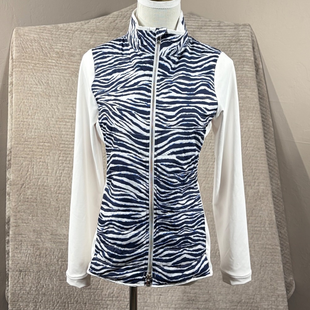 Peter Millar Crown Sport Zebra Print Hybrid Full Zip Jacket LF20EZ08 White Small